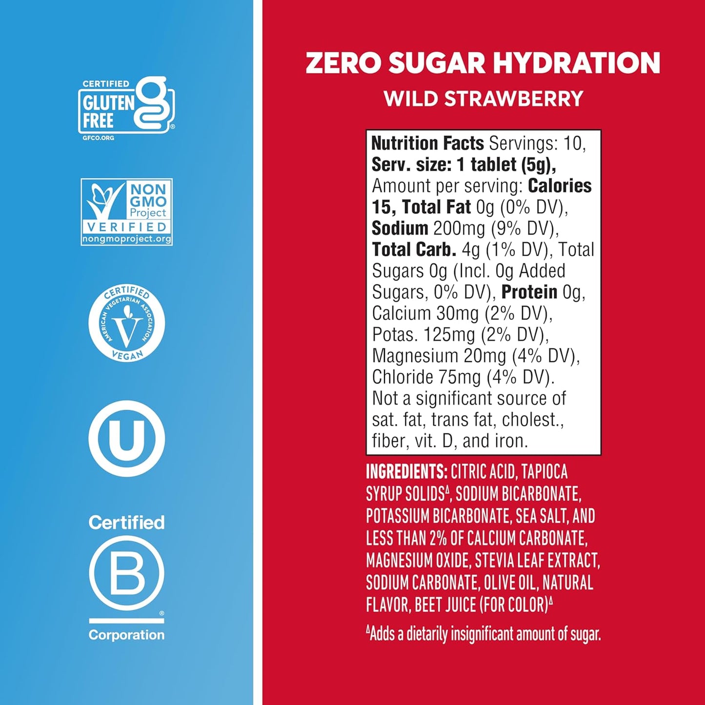 Nuun Zero Sugar Hydration Electrolyte Tablets - Wild Strawberry Flavor, Gluten-Free, Vegan, 80 Servings