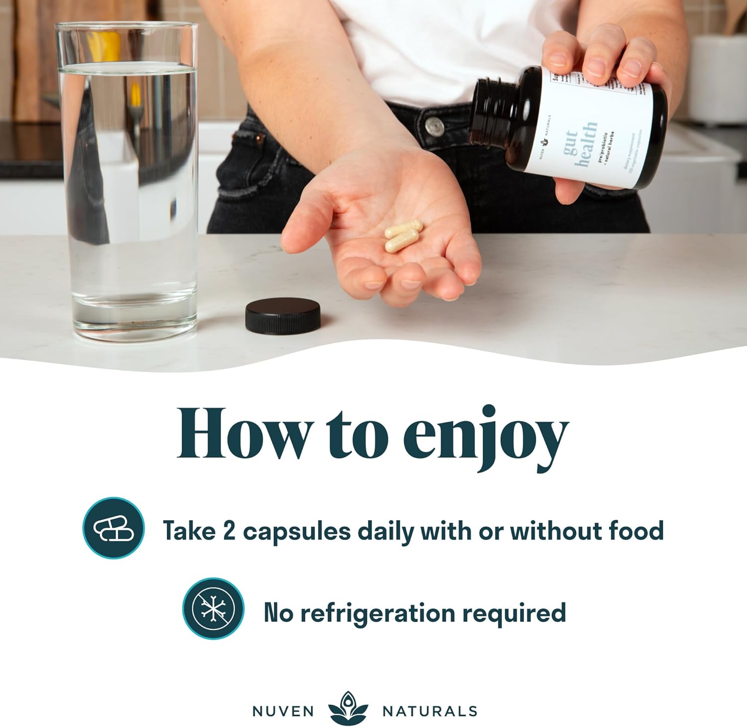 Nuven Naturals All-in-One Gut Health Formula with Probiotics, Prebiotics, and Digestion-Supporting Herbs