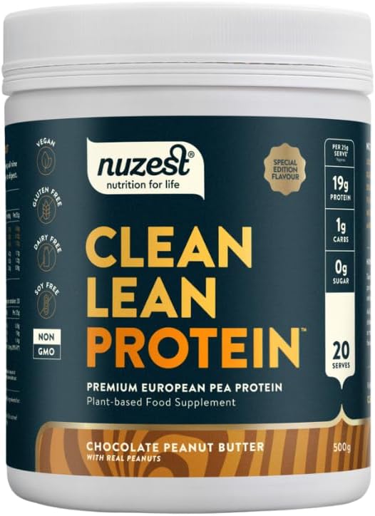 Nuzest Clean Lean Protein Powder - Premium Vegan Plant Based Shake, Chocolate Peanut Butter Flavor, 20 Servings, 1.1 lb - Dairy Free, Gluten Free, GMO Free