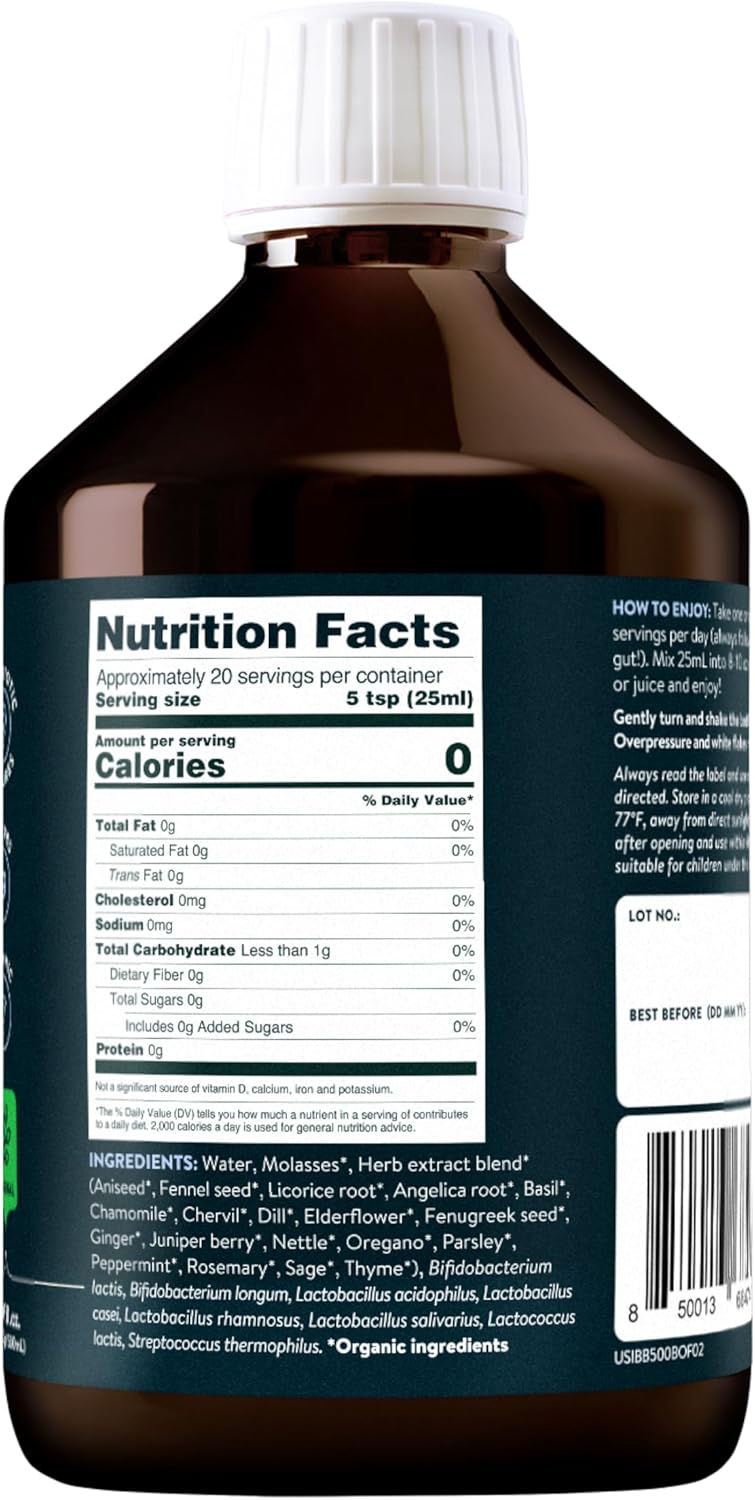 Nuzest Inner Biome Blend Liquid Drink Mix - Microbiome Support with Prebiotic, Probiotic & Postbiotic - 8 Cultures, 19 Herbs - Vegan & Organic - Original Flavour - 16.9 fl.oz/500ml
