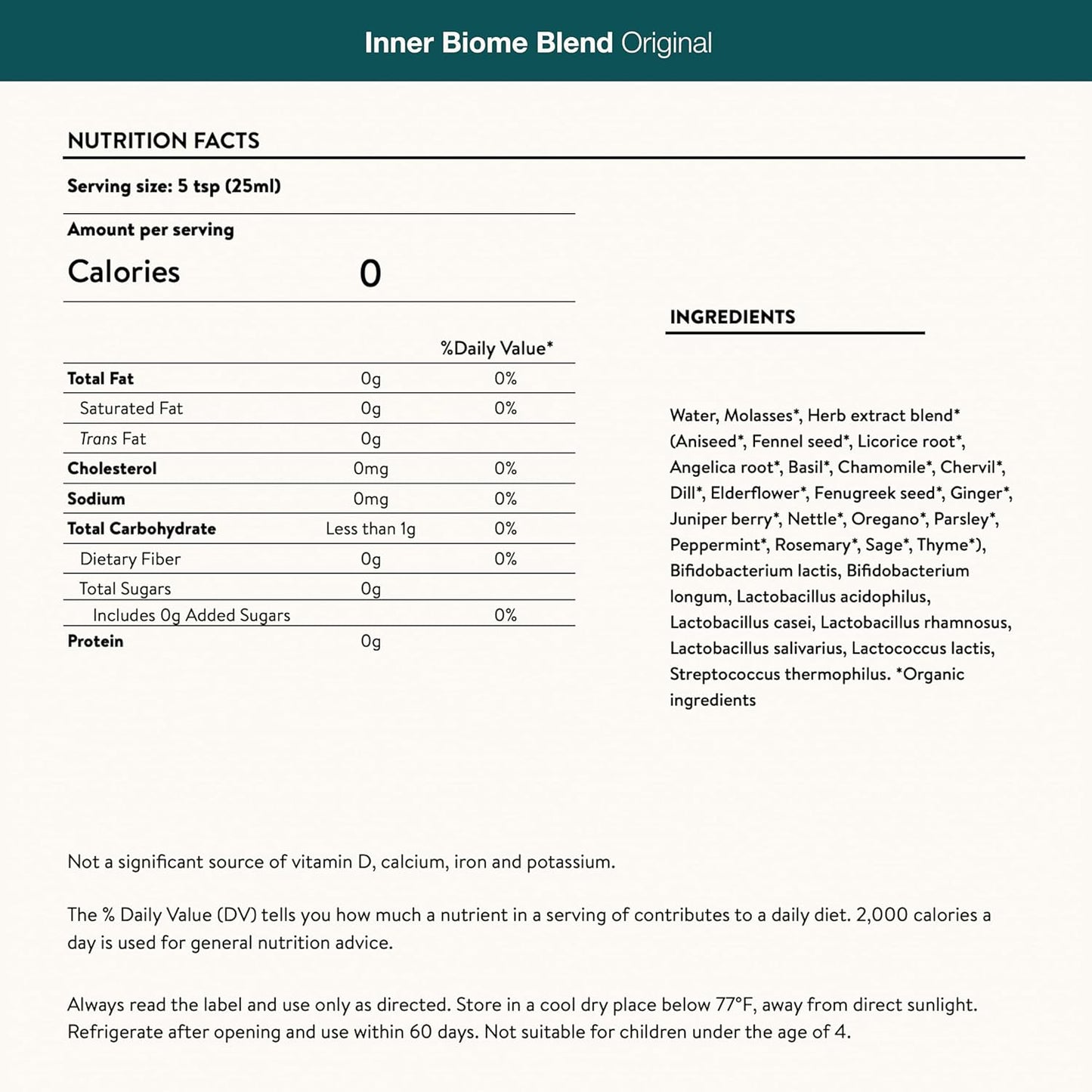 Nuzest Inner Biome Blend Liquid Drink Mix - Microbiome Support with Prebiotic, Probiotic & Postbiotic - 8 Cultures, 19 Herbs - Vegan & Organic - Original Flavour - 16.9 fl.oz/500ml