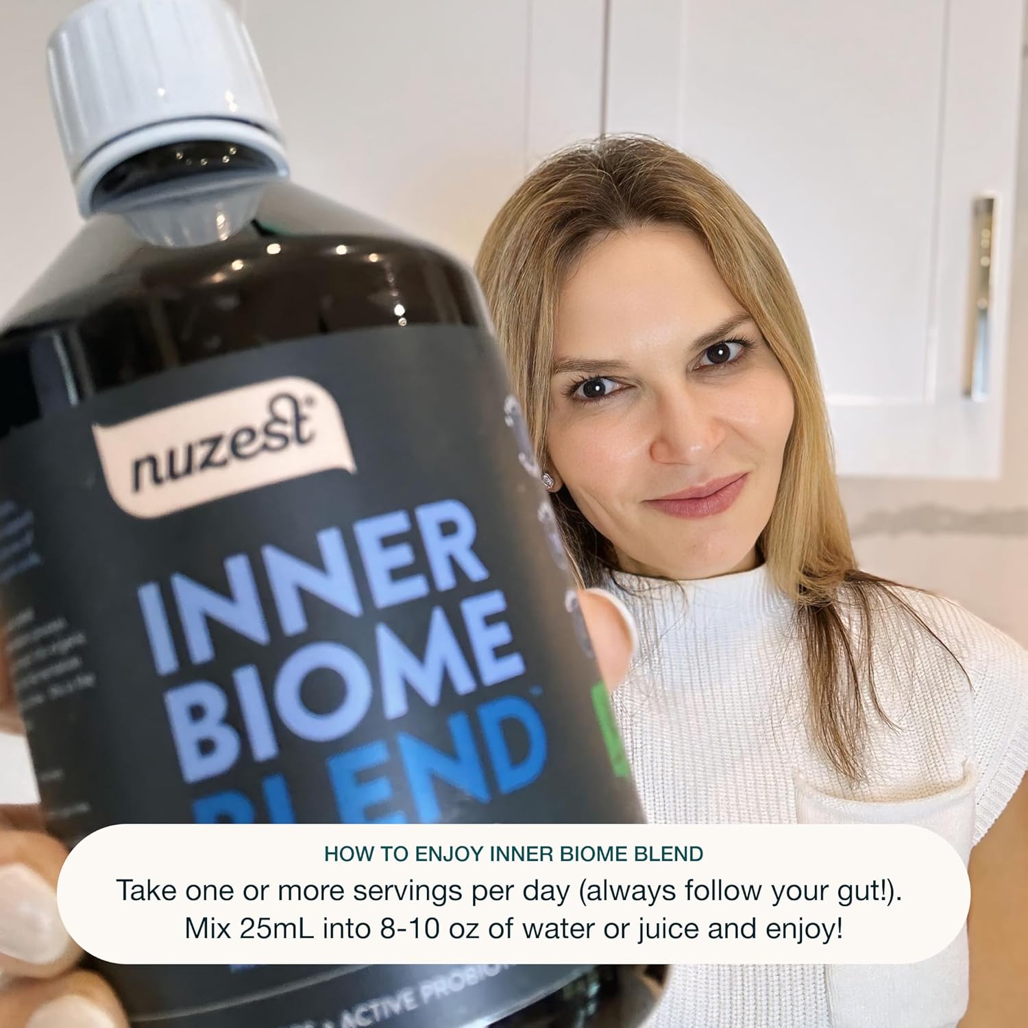 Nuzest Inner Biome Blend Liquid Drink Mix - Microbiome Support with Prebiotic, Probiotic & Postbiotic - 8 Cultures, 19 Herbs - Vegan & Organic - Original Flavour - 16.9 fl.oz/500ml