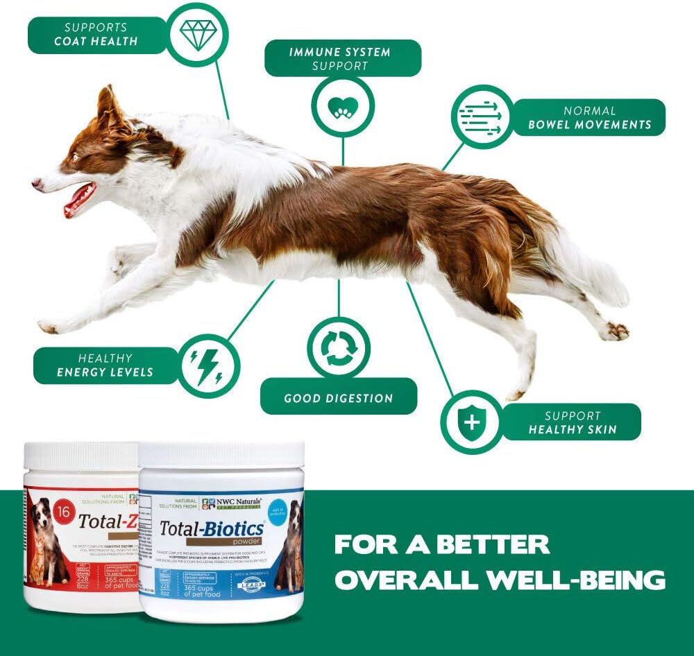NWC Naturals Twin Pack: Total-Zymes and Total-Biotics Probiotics and Digestive Enzymes for Dogs and Cats - 8-Ounce each