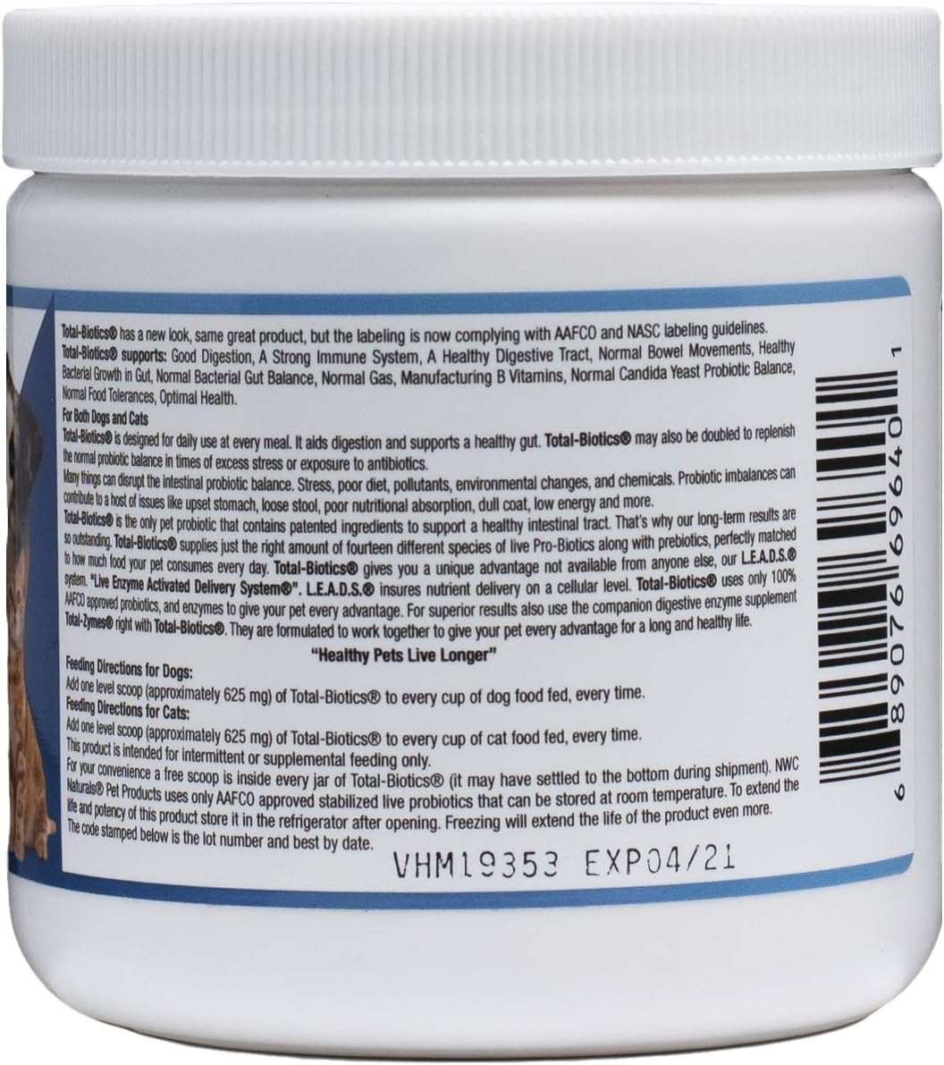 NWC Naturals Twin Pack: Total-Zymes and Total-Biotics Probiotics and Digestive Enzymes for Dogs and Cats - 8-Ounce each