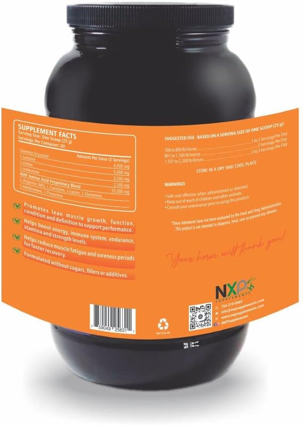 NXP Apex Muscle Builder Supplement for Horses - Boost Energy, Endurance, Strength, Power, and Immune System - 3.3 lb (60 Servings)