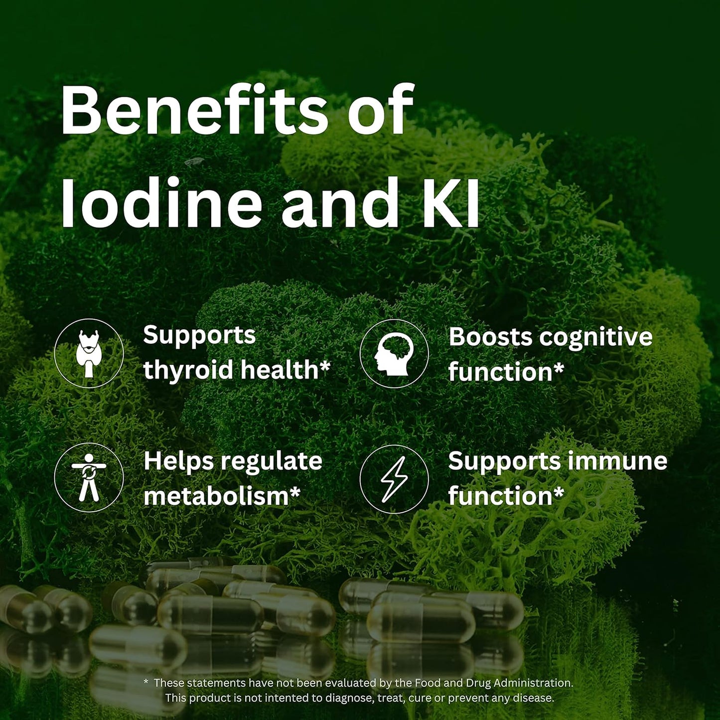 NYOUTROPICS Rebirth Nootropic Iodine Supplement - 180 Vegan Capsules for Brain and Thyroid Support, Non-Accumulating Monovalent Iodine