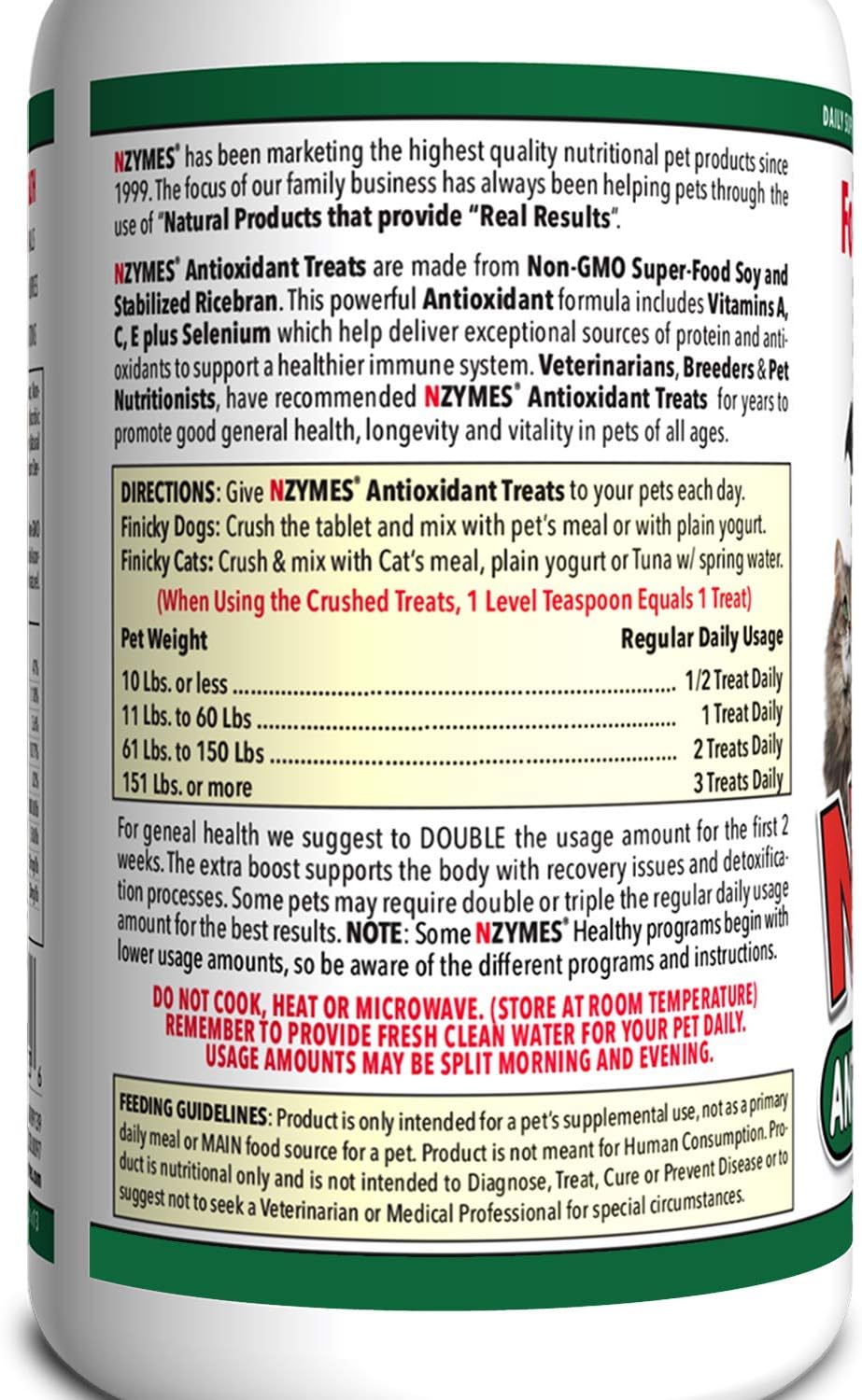 Nzymes® Antioxidant Dog Treats for Large Dogs - Supports Joints, Hips, Skin, Coat, Digestion, and Overall Health - 180 Treats - Made in USA