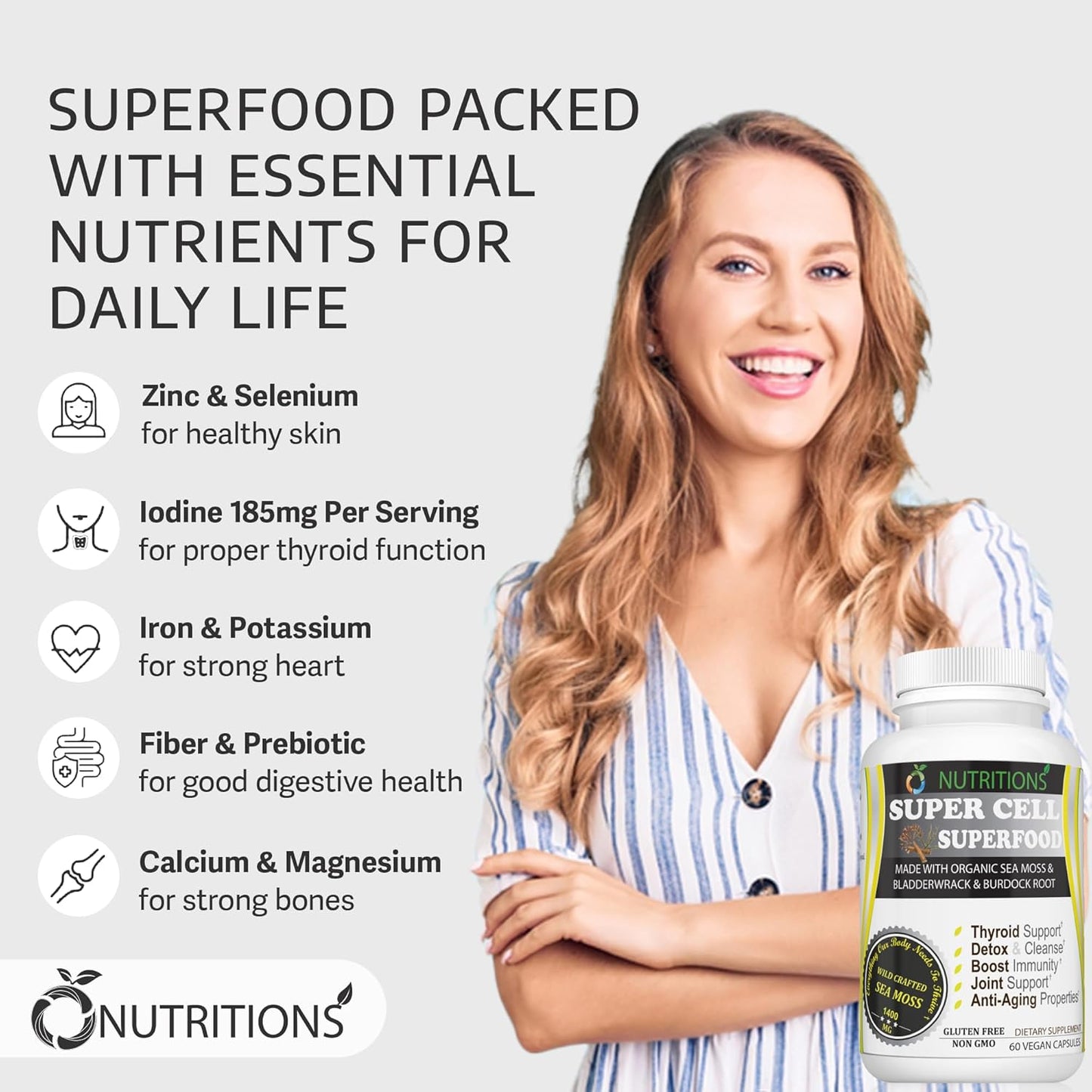 O NUTRITIONS Health Trio: Vitamin B Complex Gummies, Sea Moss Gummies, & Super Cell Capsules