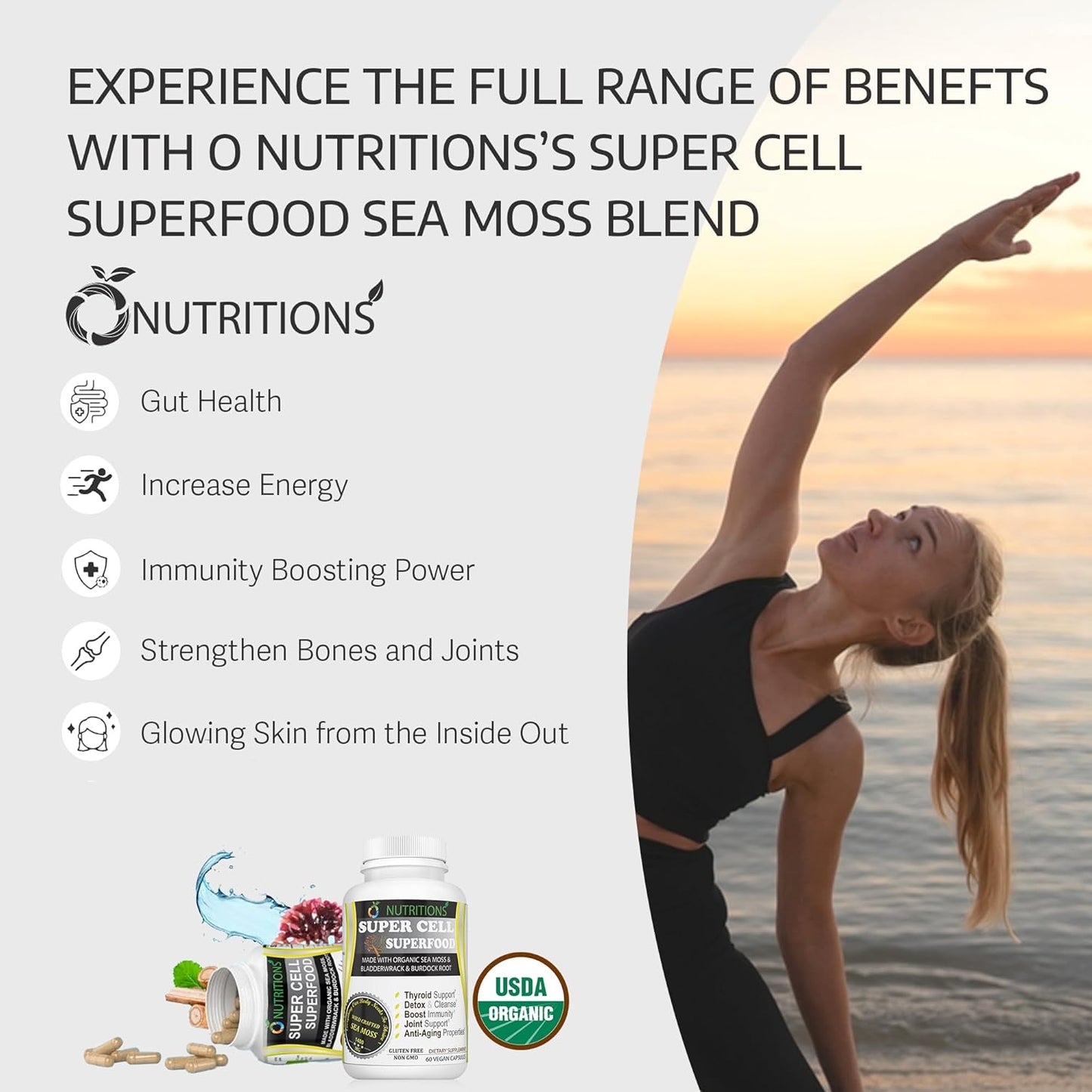 O NUTRITIONS Health Trio: Vitamin B Complex Gummies, Sea Moss Gummies, & Super Cell Capsules