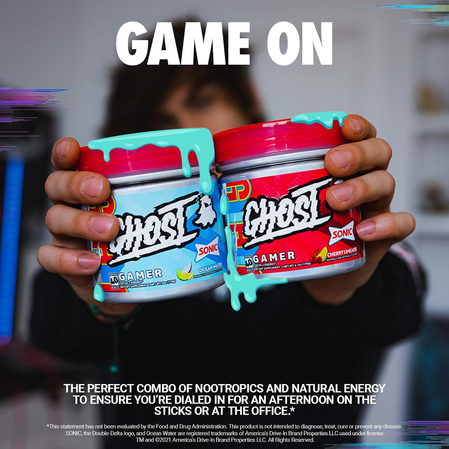 Ocean Water & Cherry Limeade GHOST Gamer Sonic Bundle for Energy and Focus Support Formula