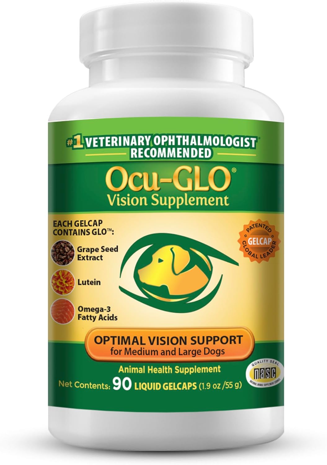 Ocu-GLO Eye Health Supplement for Medium to Large Dogs Over 11 lb - 90 Tablets