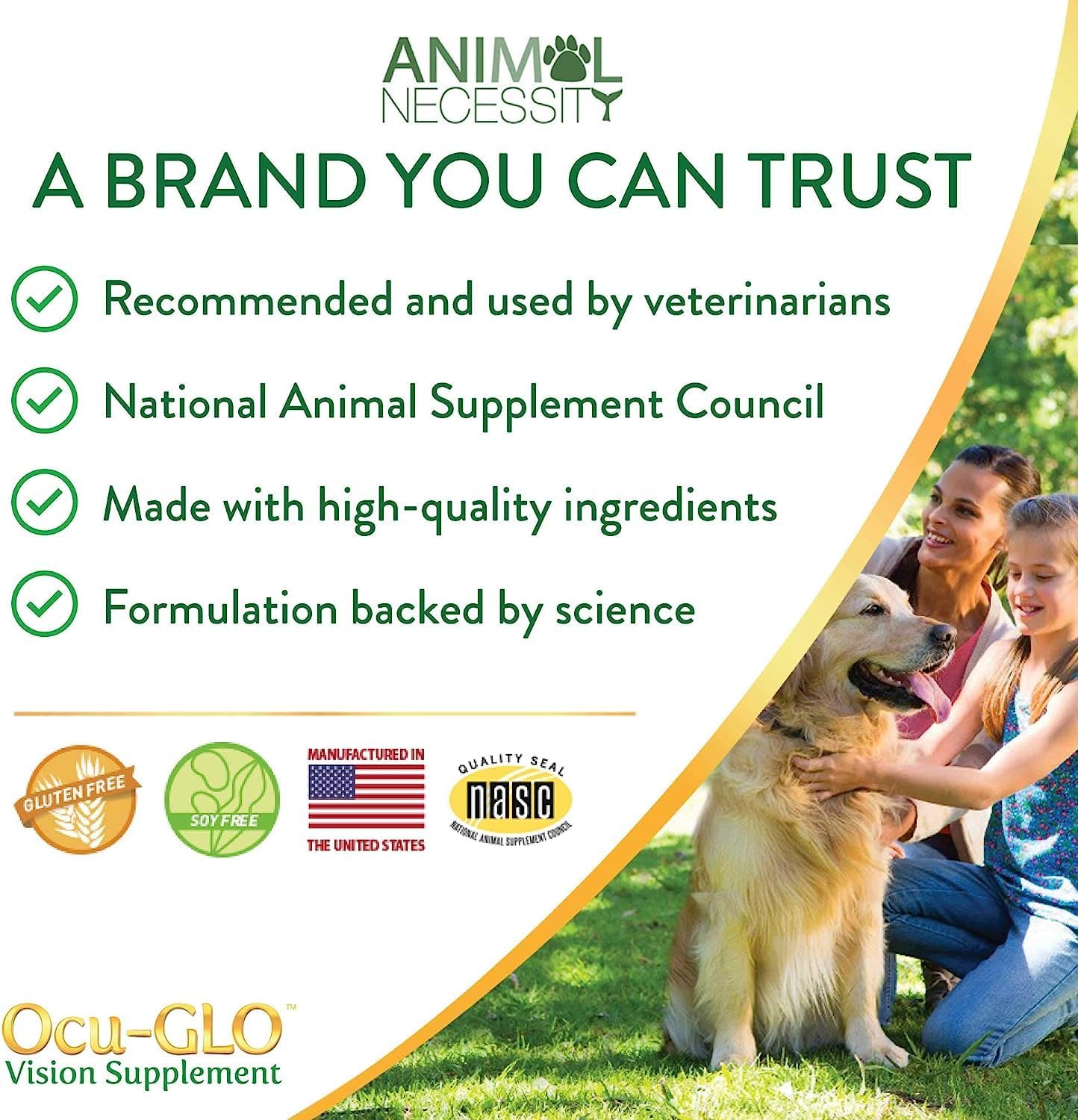 Ocu-GLO Eye Health Supplement for Medium to Large Dogs Over 11 lb - 90 Tablets