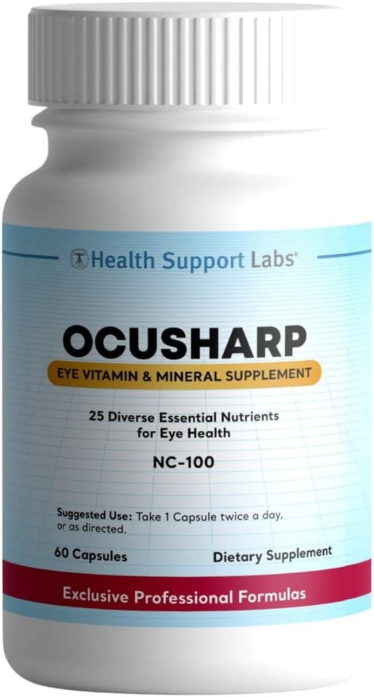 Ocusharp Vision Health Formula with Zeaxanthin, Lutein, Bilberry Extract - Eye Vitamin Supplement, 60 Capsules