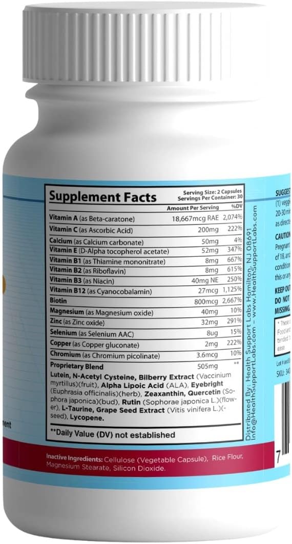 Ocusharp Vision Health Formula with Zeaxanthin, Lutein, Bilberry Extract - Eye Vitamin Supplement, 60 Capsules