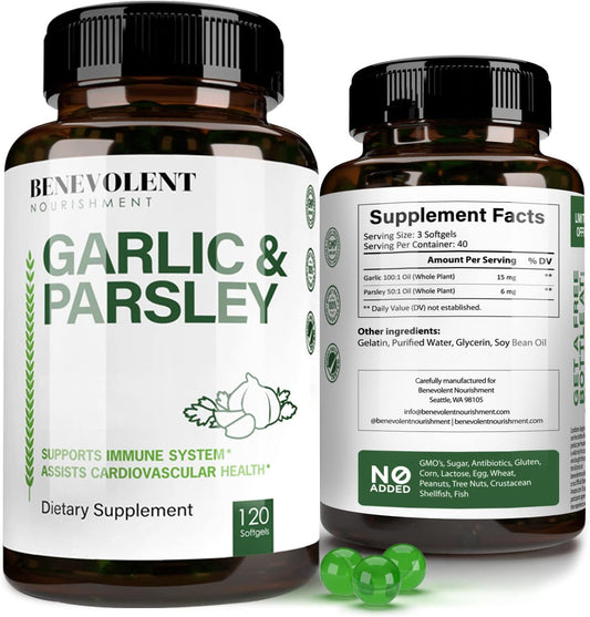 Odorless Garlic Supplement Capsules - 1500 MG Aged Extract Oil, 120 Softgels - Antioxidant Immunity Support & Healthy Cholesterol - Non GMO - 40 Day Supply