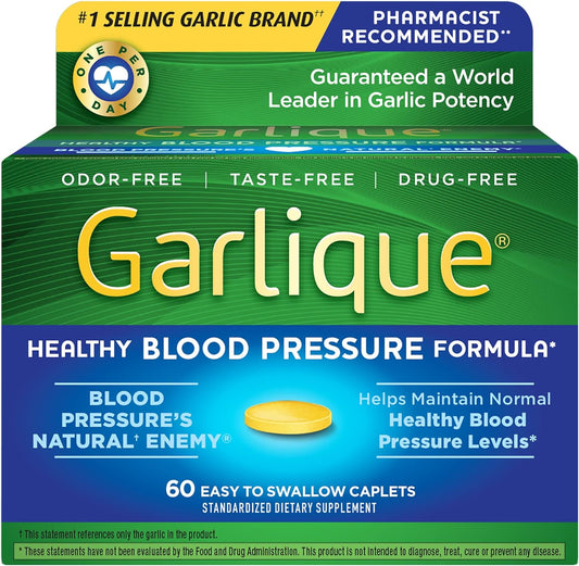 Odorless Vegan Garlic Extract Supplement for Healthy Blood Pressure - 60 Caplets