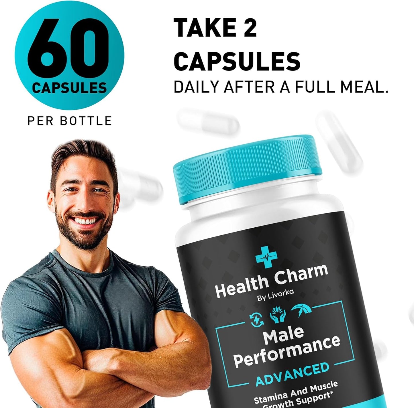 Official Health Charm for Men Capsules - 5 Pack of All Natural Health Supplement Support, 300 Capsules for 5 Months