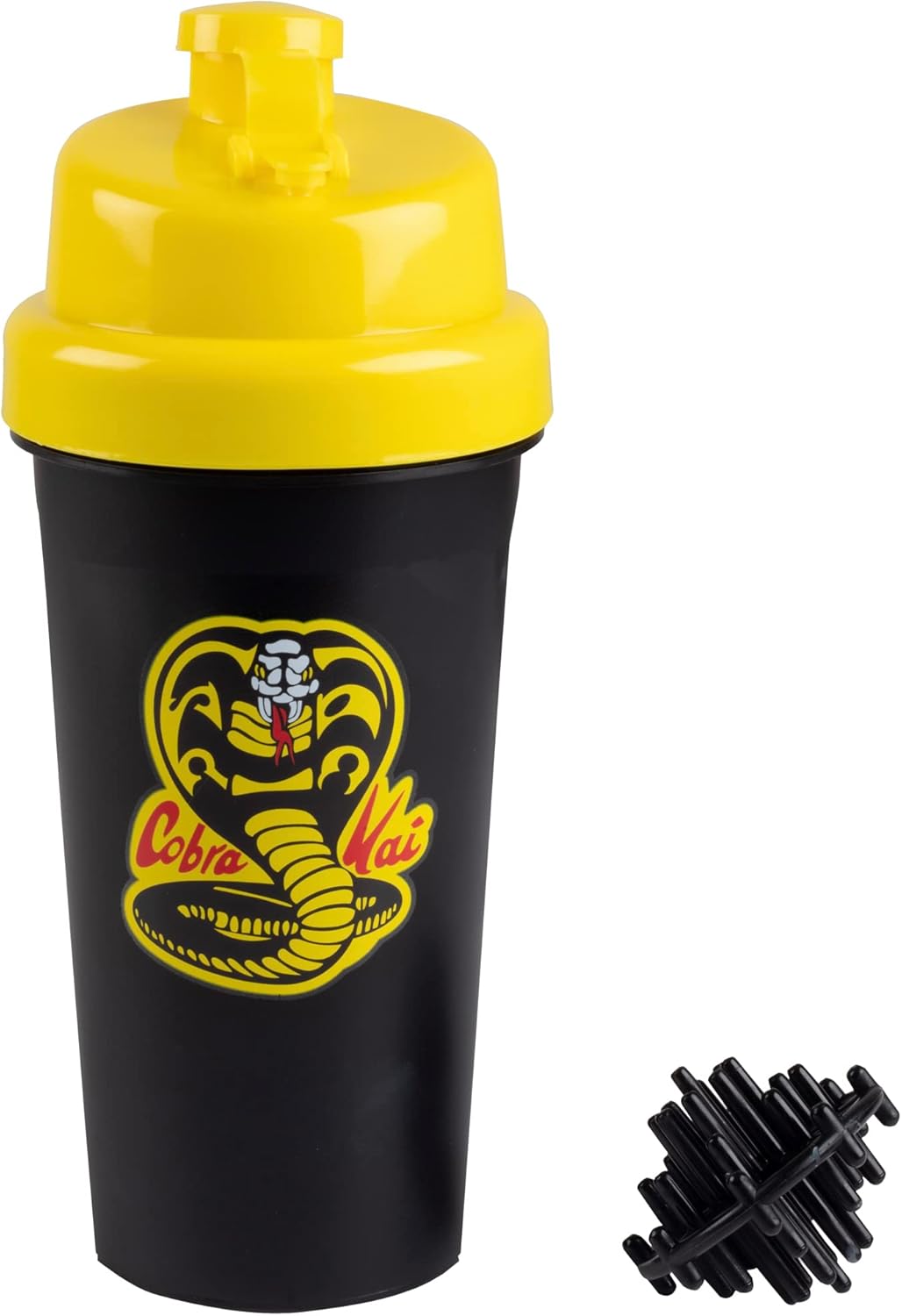 Officially Licensed Cobra Kai Season 6 Shaker Bottle - 25oz Blender Mixer Ball for Protein, Sports Drinks, Smoothies - Karate Kid Valentine's Day Gift for Kids, Teens, Adults