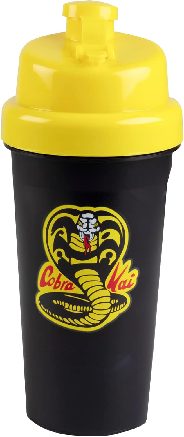 Officially Licensed Cobra Kai Season 6 Shaker Bottle - 25oz Blender Mixer Ball for Protein, Sports Drinks, Smoothies - Karate Kid Valentine's Day Gift for Kids, Teens, Adults