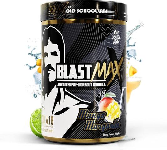 Old School Labs BLAST MAX High-Stim Pre-Workout Powder for Maximum Endurance, Pumps, Focus, and Power - Sugar-Free Mango Margarita Flavor - 418g