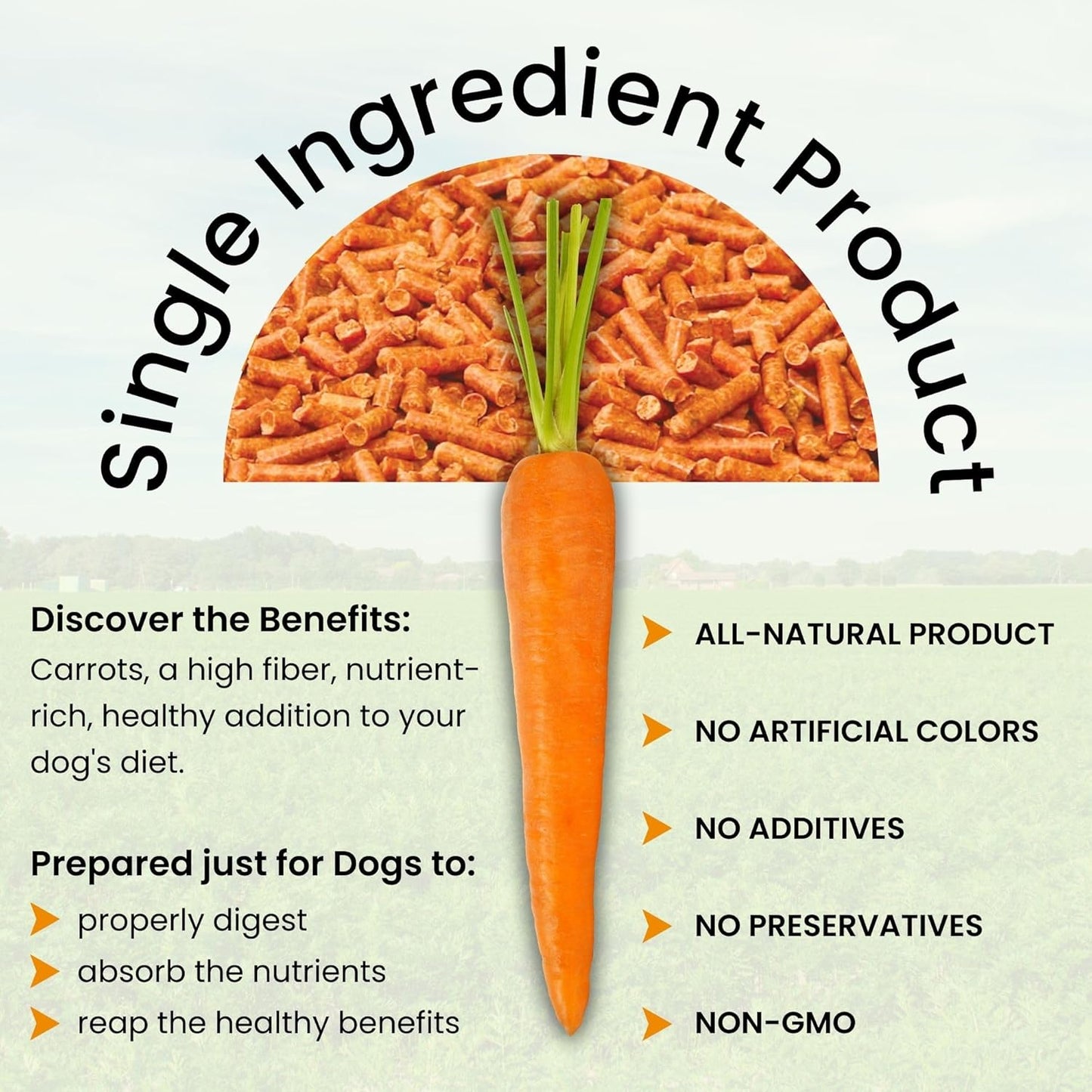 Olewo Original Carrots for Dogs - Fiber-Rich Digestive Dog Food Topper, Skin & Coat Support, Whole Food Multivitamin, Gut Health Boost - 2.2 lbs