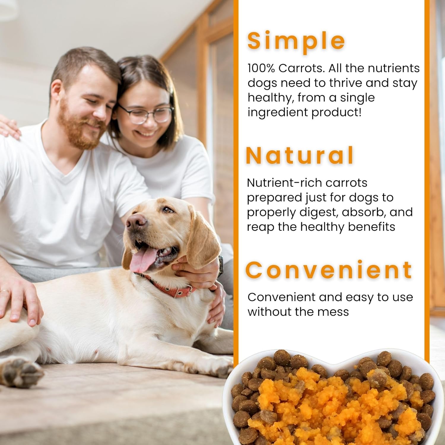 Olewo Original Carrots for Dogs - Fiber-Rich Digestive Dog Food Topper, Skin & Coat Support, Whole Food Multivitamin, Gut Health Boost - 2.2 lbs