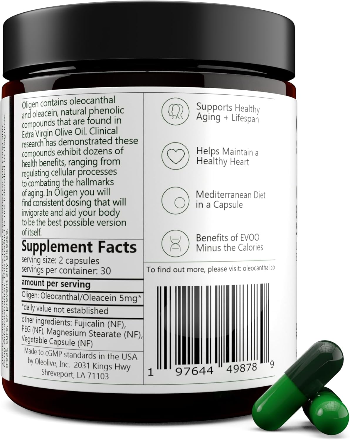 Oligen™ - 60ct Award-Winning Oleocanthal Supplement for Brain & Heart Health
