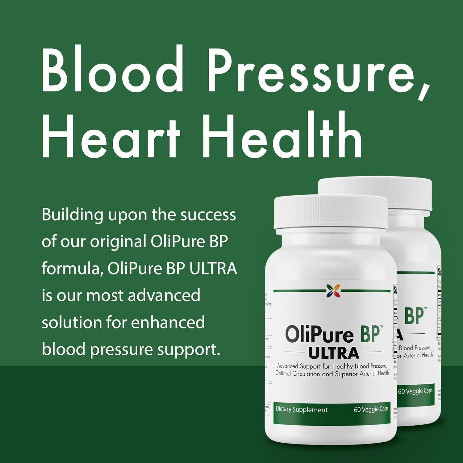 OliPure BP Ultra with CoQ10 - Natural Blood Pressure Support Supplement - Heart & Circulation Health - 60 Vcaps