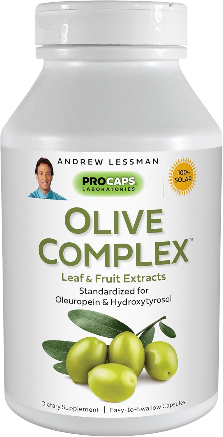 Olive Complex Capsules - 120 Count - Standardized Leaf & Fruit Extracts for Cardiovascular & Immune Health - Easy to Swallow Size