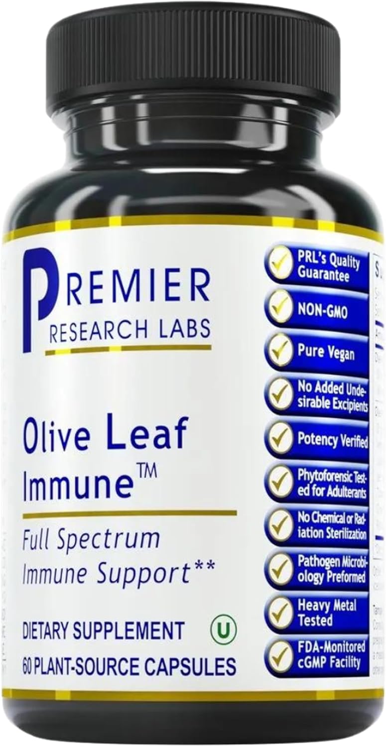 Olive Leaf Extract Capsules - Immune & Heart Health Support Supplement with Oleuropein - 60 Vegetarian Capsules