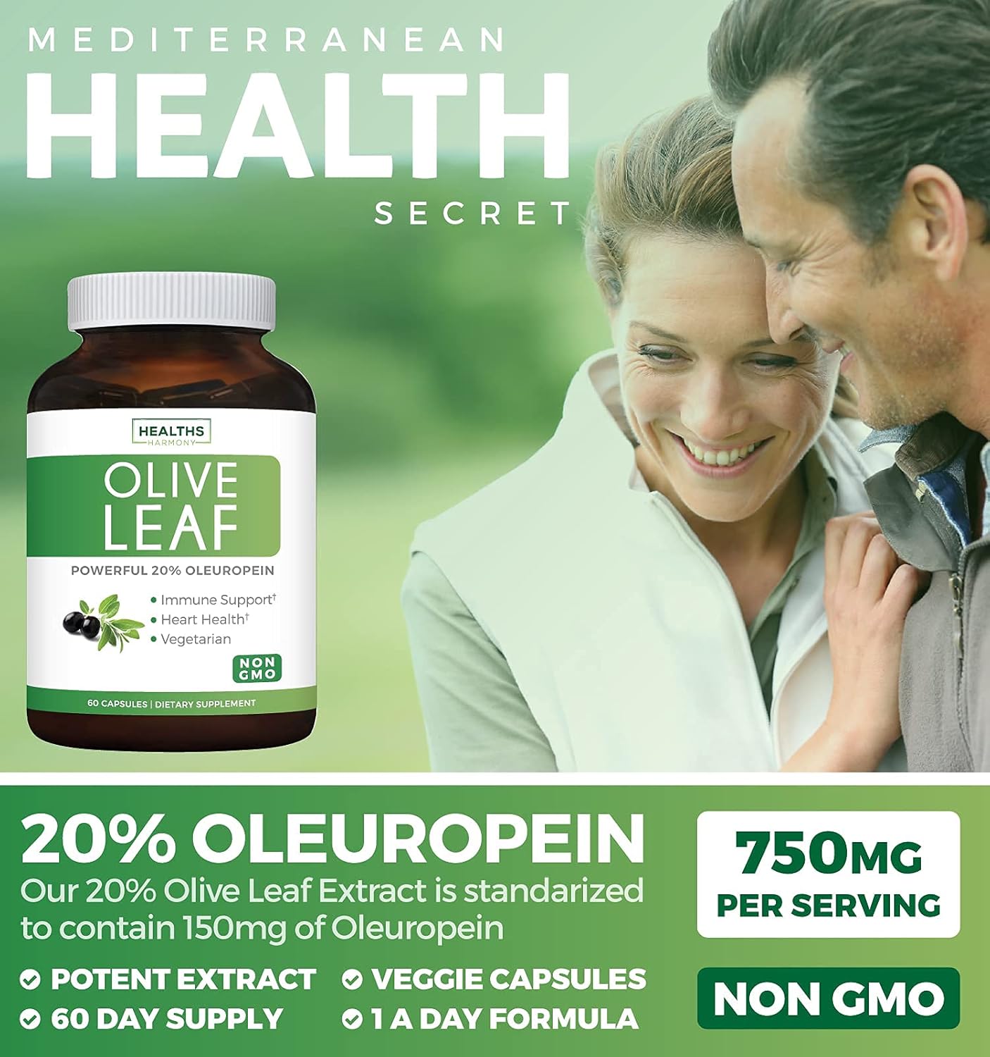 Olive Leaf Extract & Hawthorn Berry Bundle - High Quality Herbs - 20% Oleuropein Olive Leaf Extract & 4:1 Hawthorn Berry Extract - 2660mg Fresh Berries (120 Capsules)