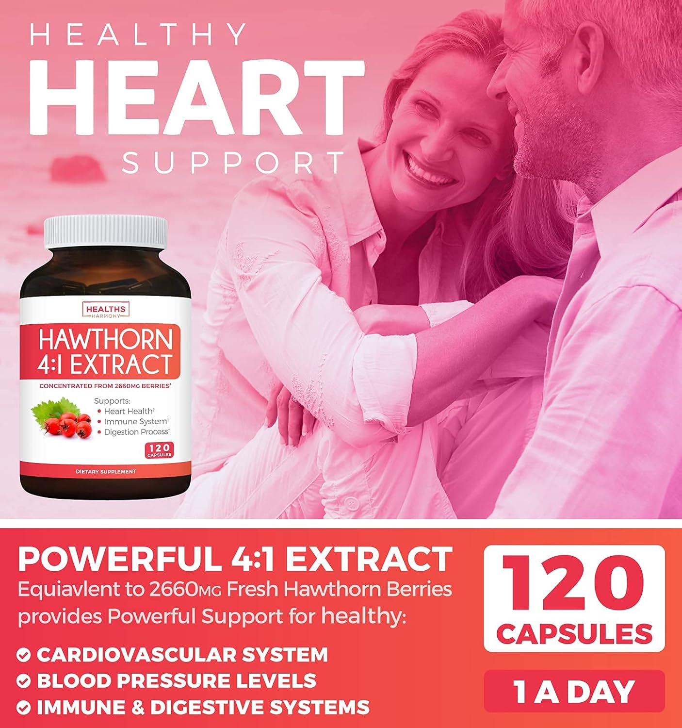 Olive Leaf Extract & Hawthorn Berry Bundle - High Quality Herbs - 20% Oleuropein Olive Leaf Extract & 4:1 Hawthorn Berry Extract - 2660mg Fresh Berries (120 Capsules)