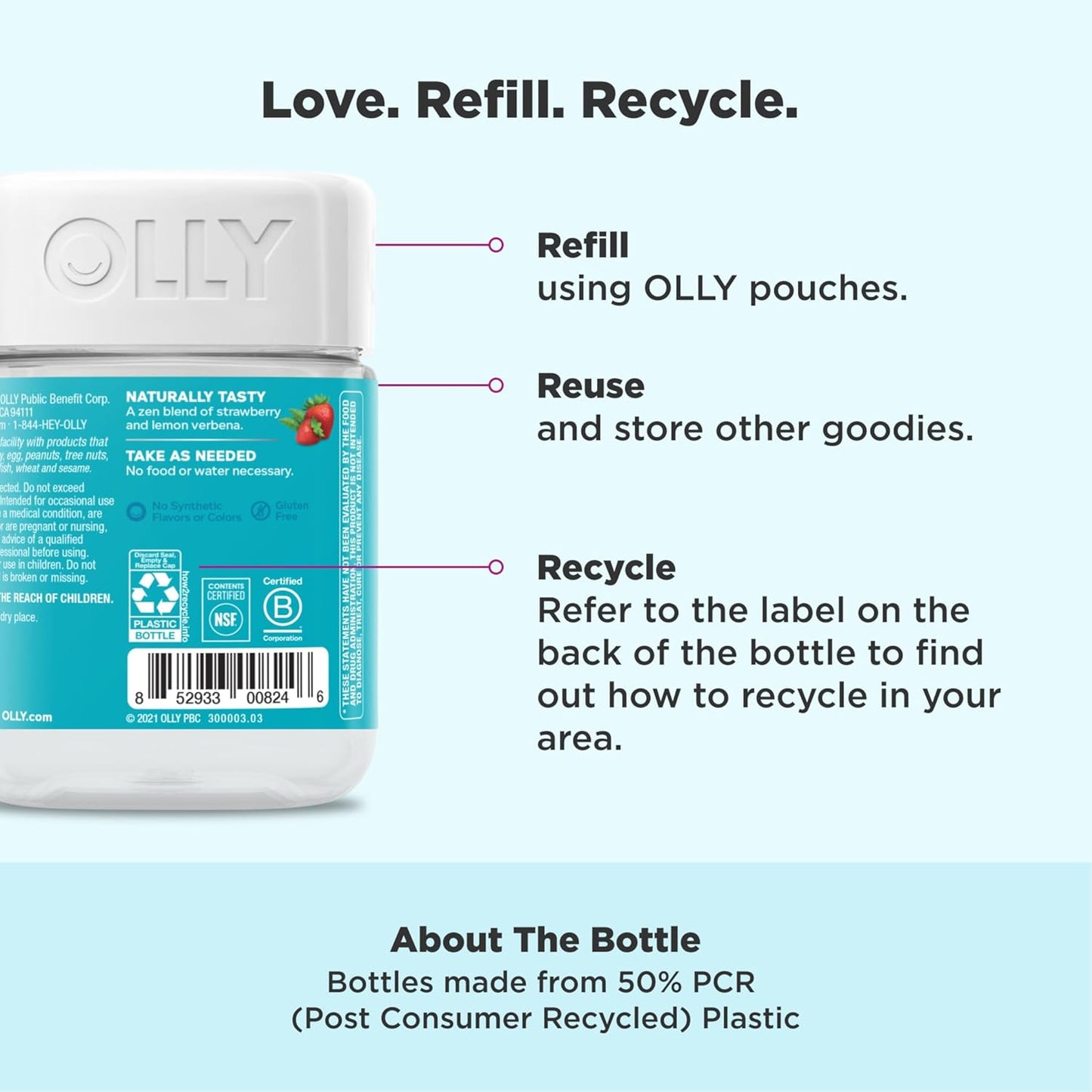 OLLY Goodbye Stress Gummy with GABA, L-Theanine, Lemon Balm for Stress Relief - 42 Berry Gummies