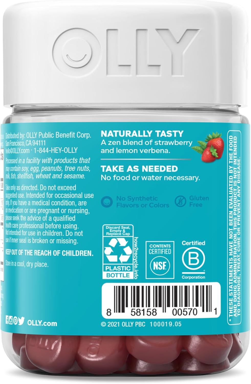 OLLY Goodbye Stress Gummy with GABA, L-Theanine, Lemon Balm for Stress Relief - 42 Berry Gummies