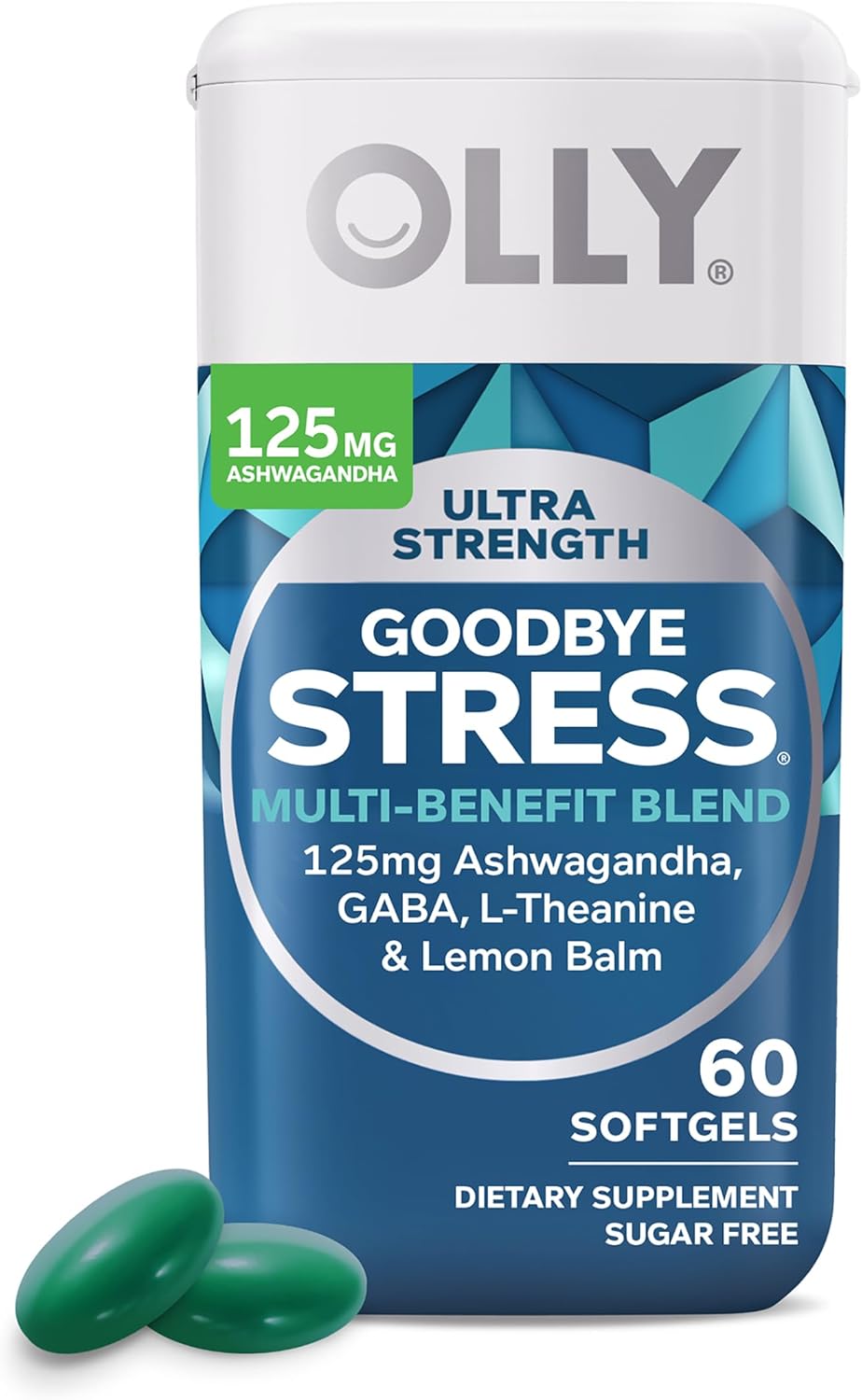 OLLY Ultra Strength Goodbye Stress & Brain Softgels with GABA, Ashwagandha, L-Theanine, Lemon Balm - Nootropic Supplement for Memory & Healthy Brain Function