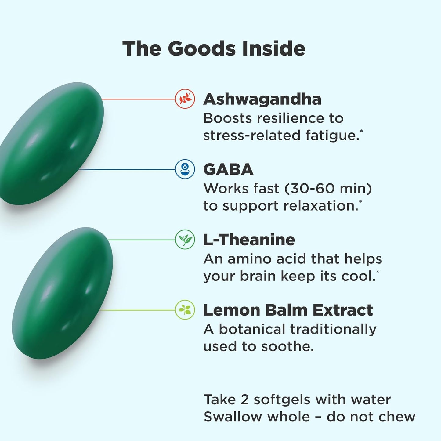 OLLY Ultra Strength Goodbye Stress & Brain Softgels with GABA, Ashwagandha, L-Theanine, Lemon Balm - Nootropic Supplement for Memory & Healthy Brain Function