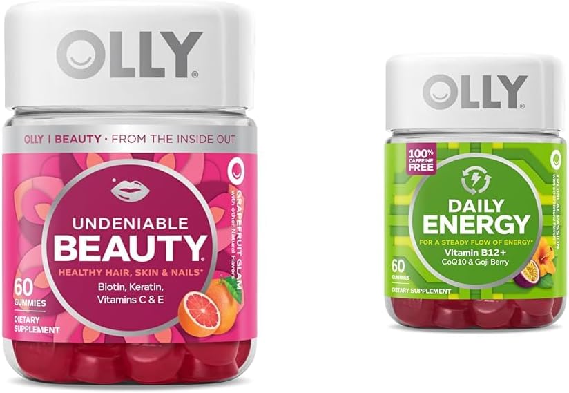 OLLY Undeniable Beauty Gummy with Vitamin B12, CoQ10, Goji Berry - Caffeine Free Gummy for Hair, Skin, Nails & Daily Energy