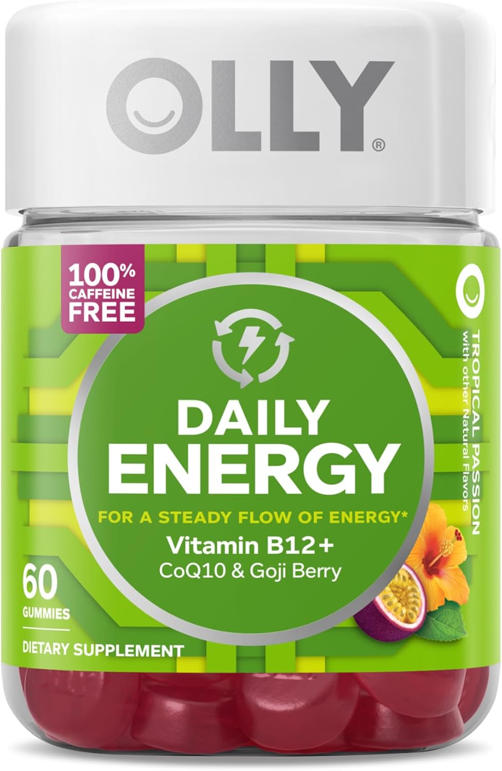 OLLY Undeniable Beauty Gummy with Vitamin B12, CoQ10, Goji Berry - Caffeine Free Gummy for Hair, Skin, Nails & Daily Energy