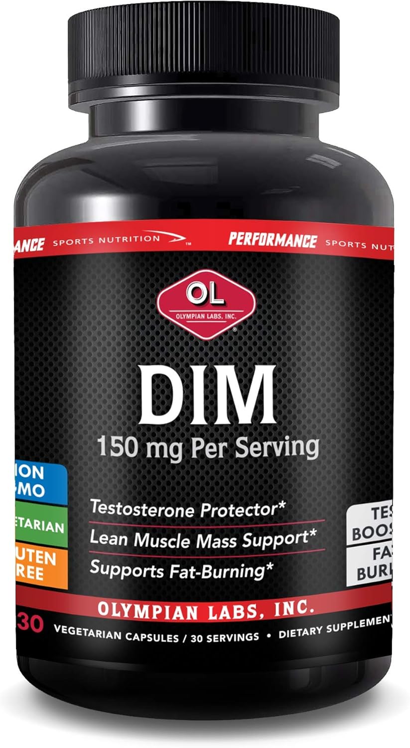 Olympian Labs DIM 150mg Capsules for Hormone Balance, Clear Skin, PCOS Support, & Fitness - 30 Day Supply