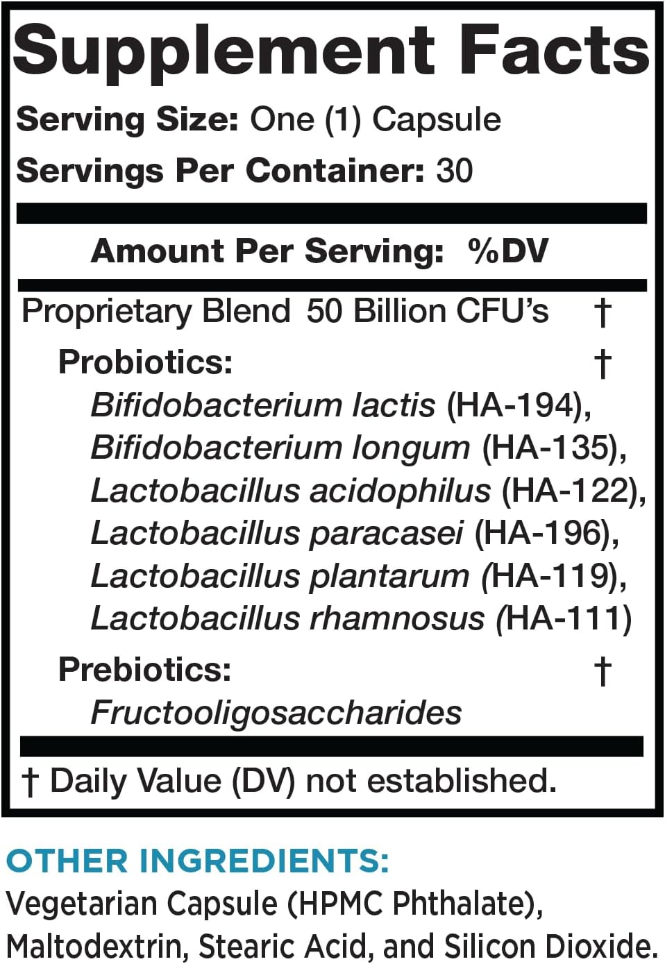 Olympian Labs Extra Strength Prebiotic and Probiotic, 50 Billion CFU, Delayed Release, 30 Tabs Pack