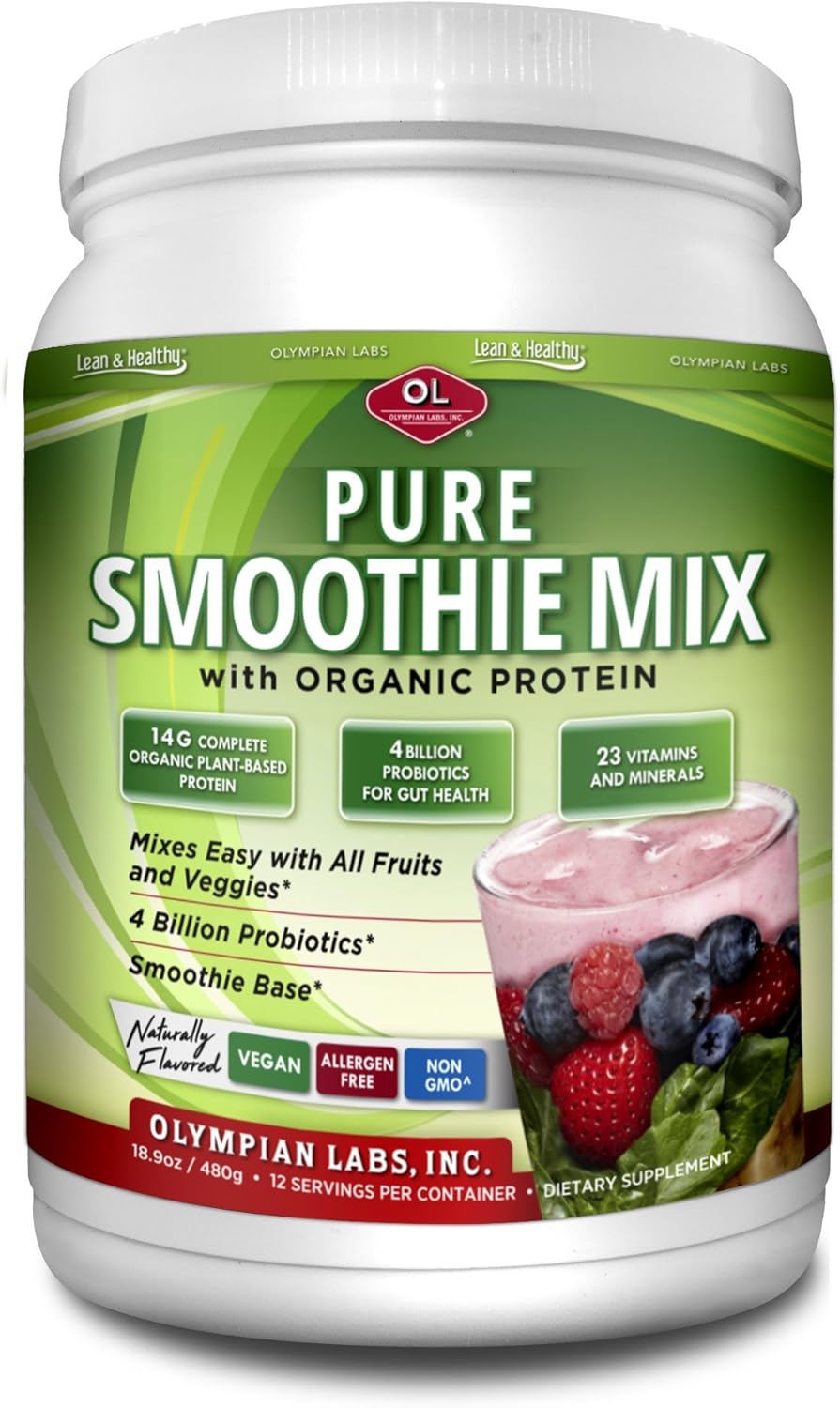 Olympian Labs Pea Protein Smoothie Mix with Probiotics, Vitamins, Minerals, CLA, & Flax Seed