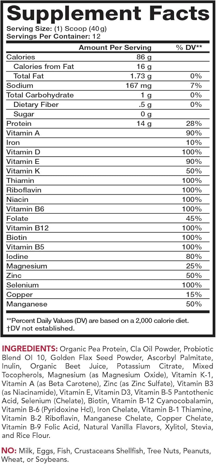 Olympian Labs Pea Protein Smoothie Mix with Probiotics, Vitamins, Minerals, CLA, & Flax Seed