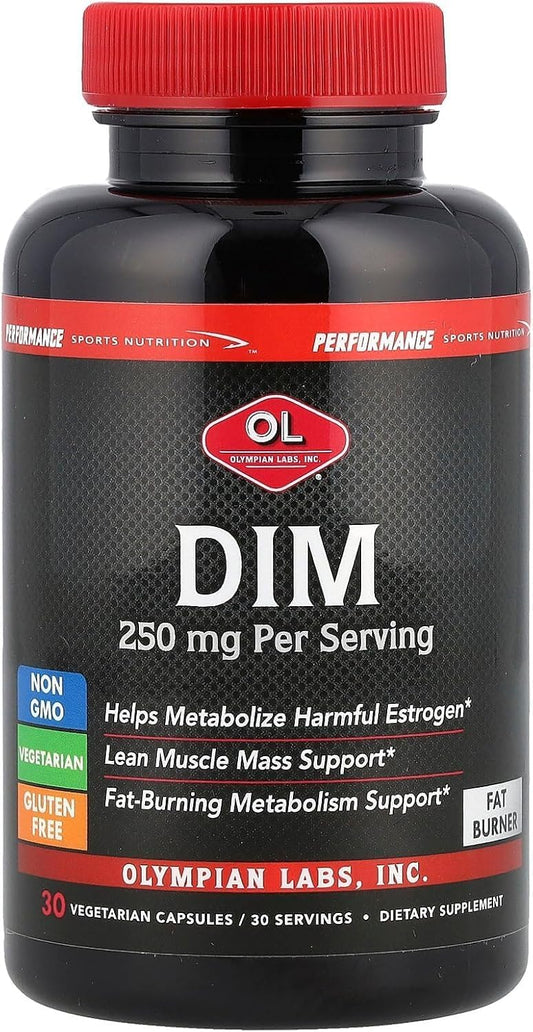Olympian Labs Performance DIM Supplement 250mg - 30 Capsules, Natural Diindolylmethane for Hormone Balance