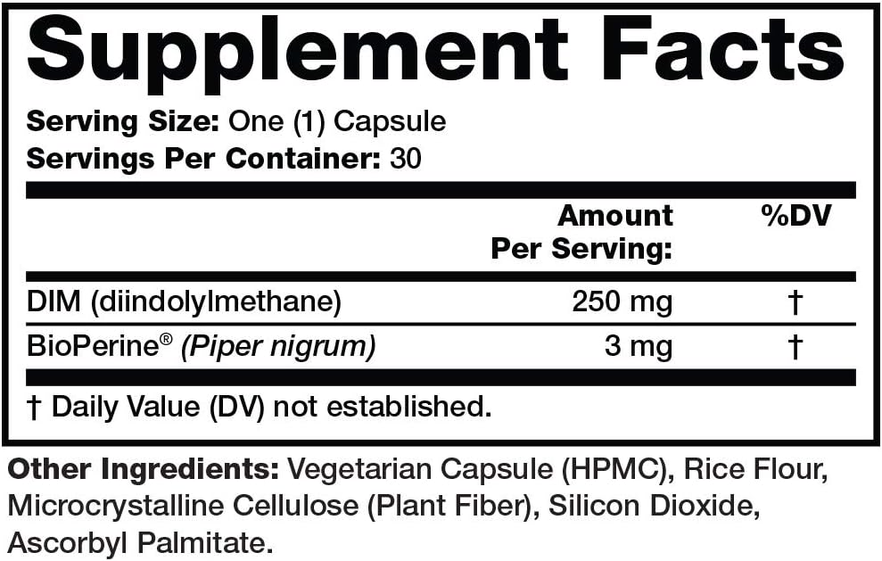 Olympian Labs Performance DIM Supplement 250mg - 30 Capsules, Natural Diindolylmethane for Hormone Balance
