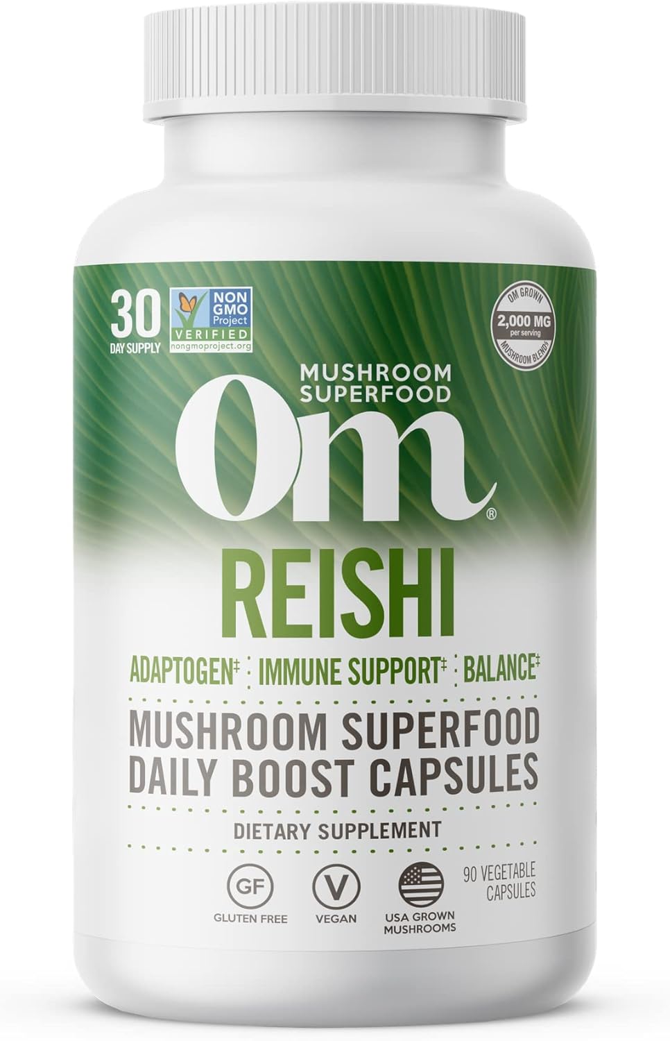 OM Mushroom Superfood Reishi Capsules - Stress & Immune Support Supplement, 90 Count