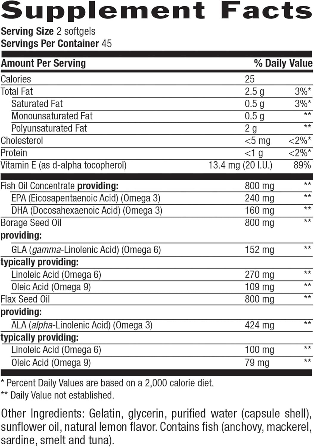 Omega 3-6-9 Complete Supplement - 1,534mg Fatty Acids - Supports Cardiovascular, Brain, Skin & Immune Health - Gluten Free, Non-GMO - Lemon Flavor, 90 Softgels