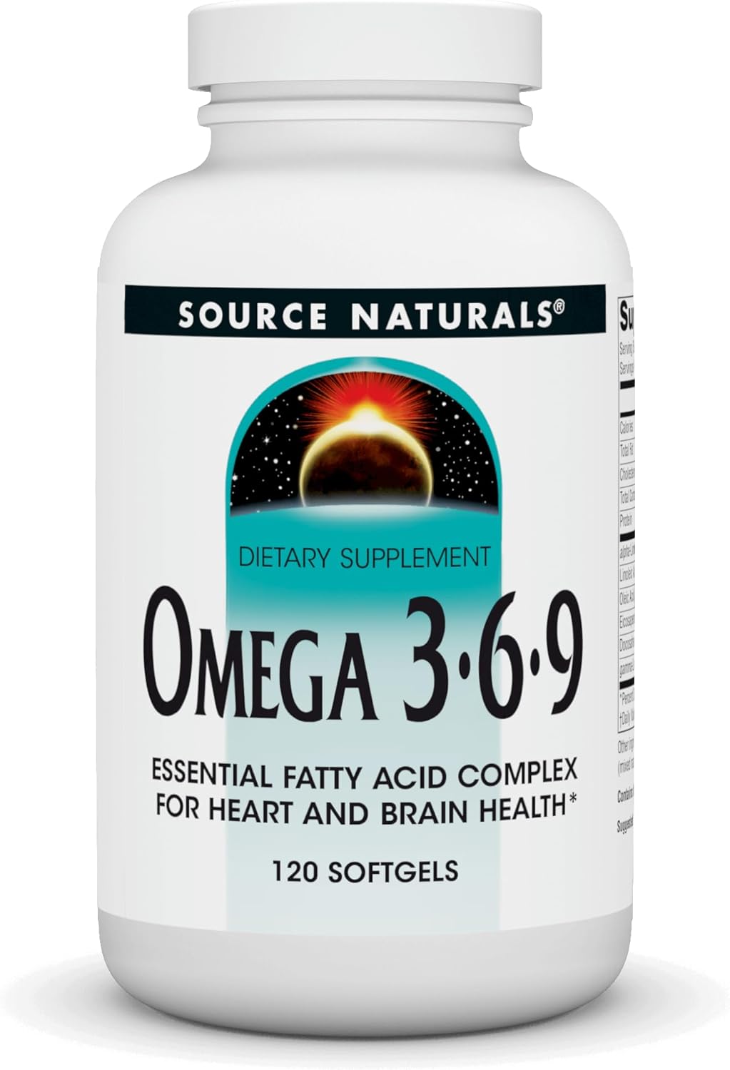 Omega 3-6-9 Essential Fatty Acid Complex Softgels for Heart and Brain Health by Source Naturals - 120 Count
