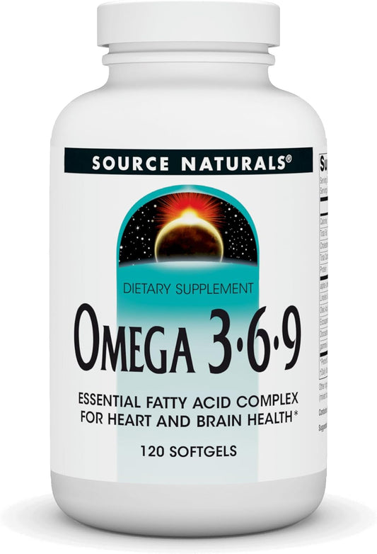 Omega 3-6-9 Essential Fatty Acid Complex Softgels for Heart and Brain Health by Source Naturals - 120 Count