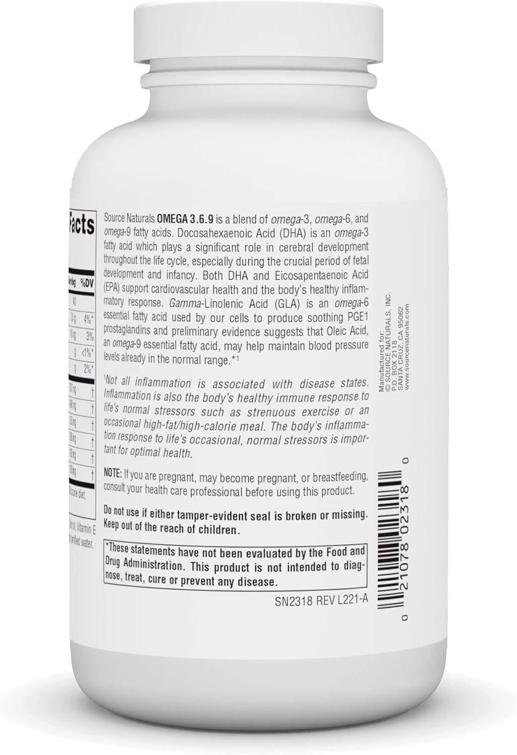 Omega 3-6-9 Essential Fatty Acid Complex Softgels for Heart and Brain Health by Source Naturals - 120 Count