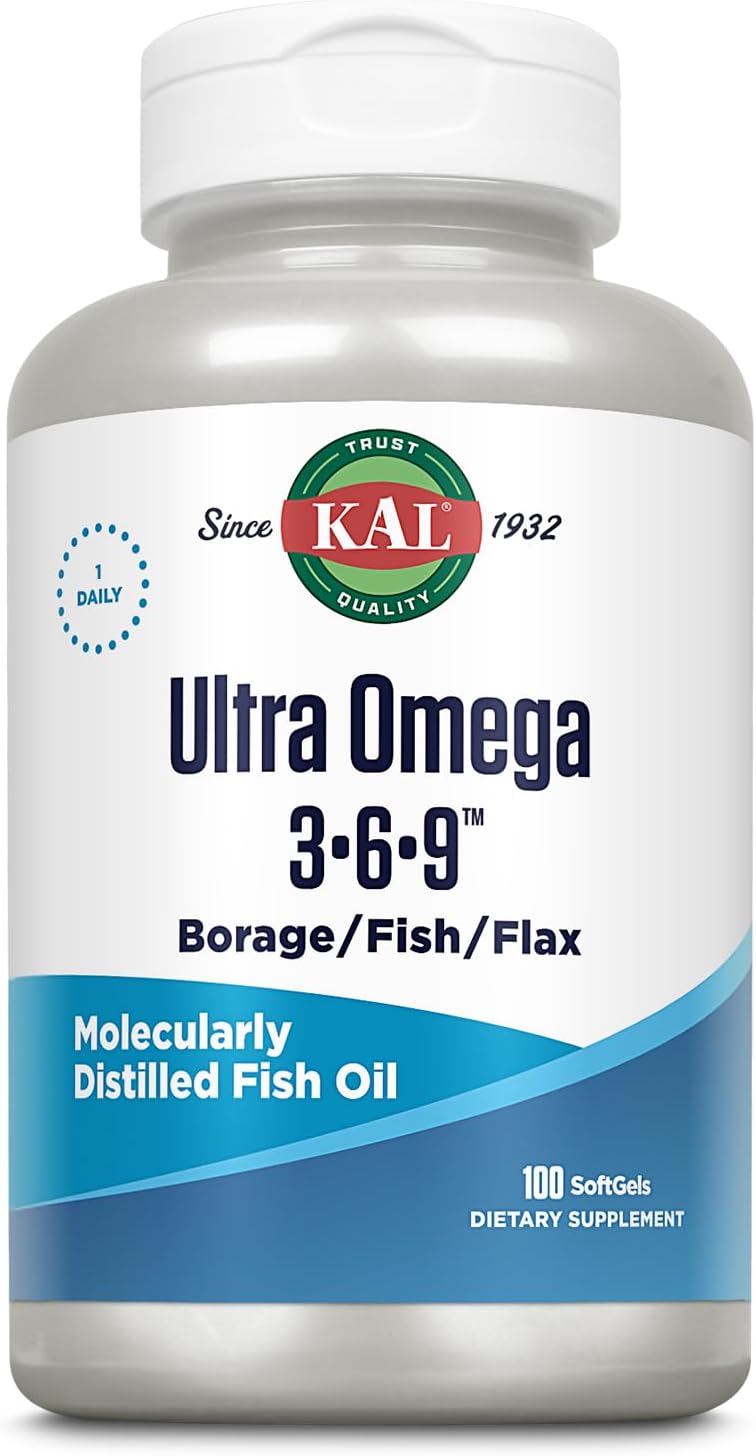 Omega 3-6-9 Fish Oil Supplement with Flaxseed & Borage Oil for Skin, Hair, Heart, Memory - 100 Softgels